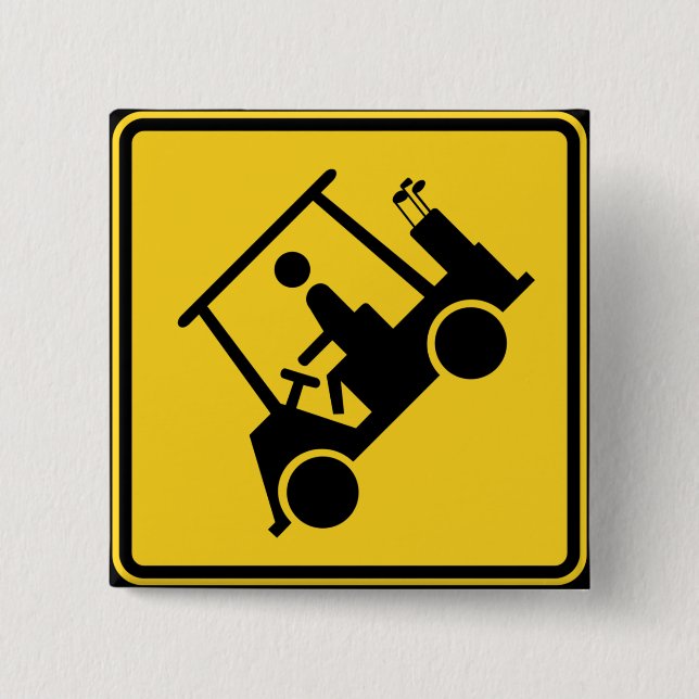 Vorsicht Golf Cart Schild Button (Vorderseite)