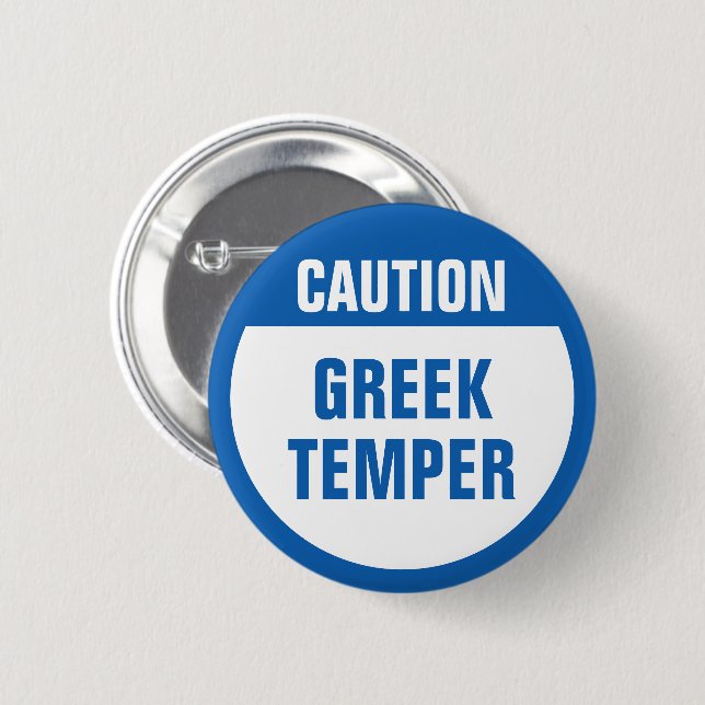 Vorsicht griechischer Temper Button (Vorne & Hinten)
