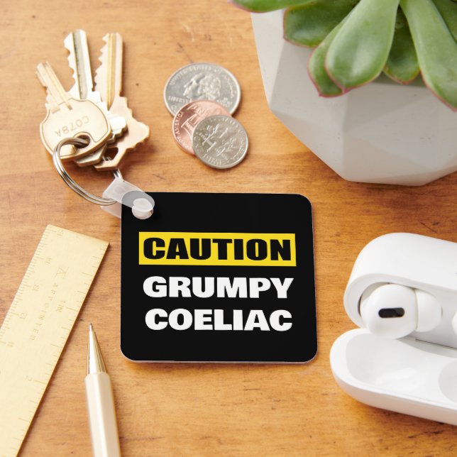 Vorsicht Grumpy Coeliac Celiac Schlüsselanhänger (Schreibtisch)