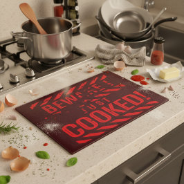 Vorsicht, ich habe nur gekocht schneidebrett