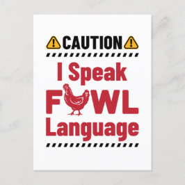 Vorsicht, ich spreche Fowl Language Chicken Bauer Postkarte