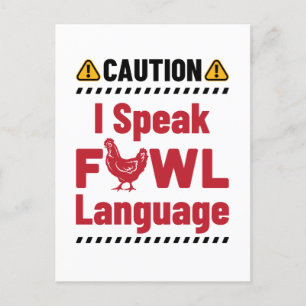 Vorsicht, ich spreche Fowl Language Chicken Bauer Postkarte