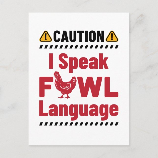 Vorsicht, ich spreche Fowl Language Chicken Bauer Postkarte (Vorderseite)