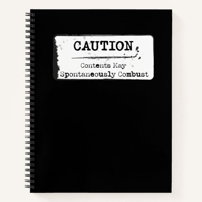 Vorsicht: Kann spontan Combust-Notebook Notizbuch (Vorderseite)