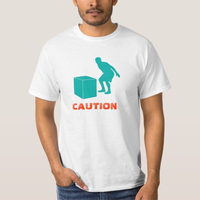Vorsicht-Kasten-Sprung T-Shirt (Vorderseite)