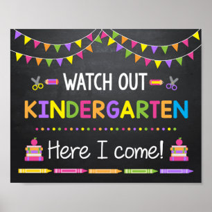 Vorsicht Kindergarten Ich komme Schiefertafel Poster