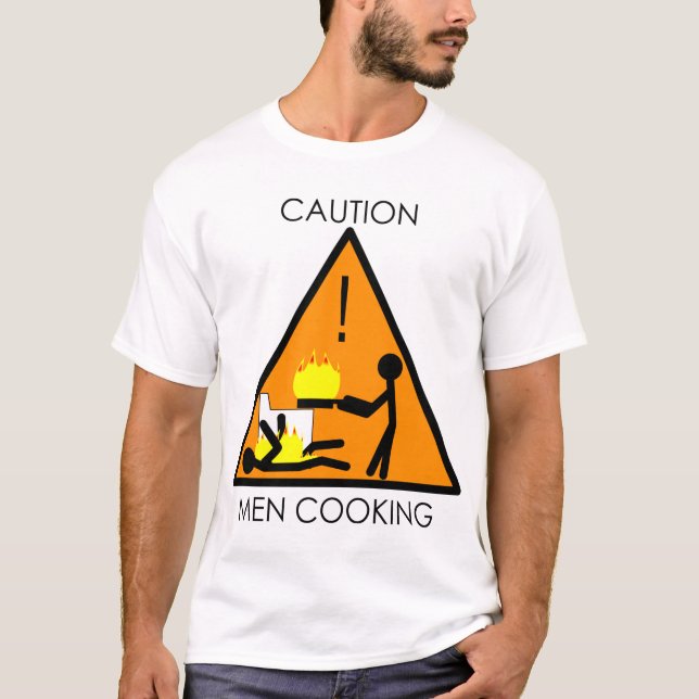Vorsicht-Mann-Kochen T-Shirt (Vorderseite)