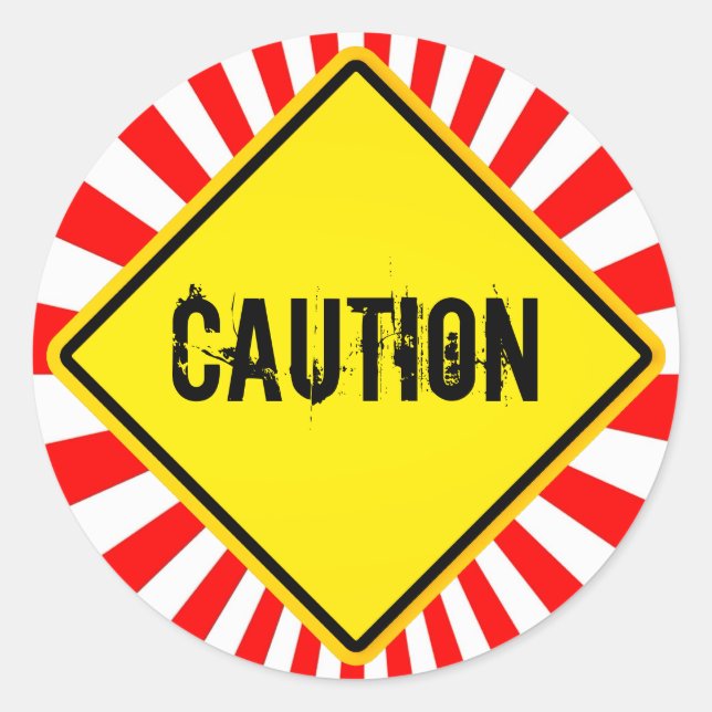 Vorsicht Runder Aufkleber (Vorderseite)