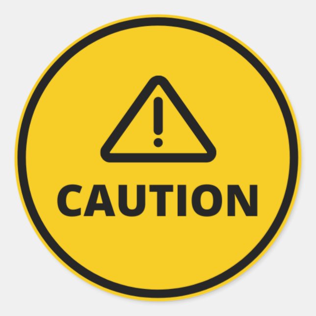 Vorsicht Runder Aufkleber (Vorderseite)