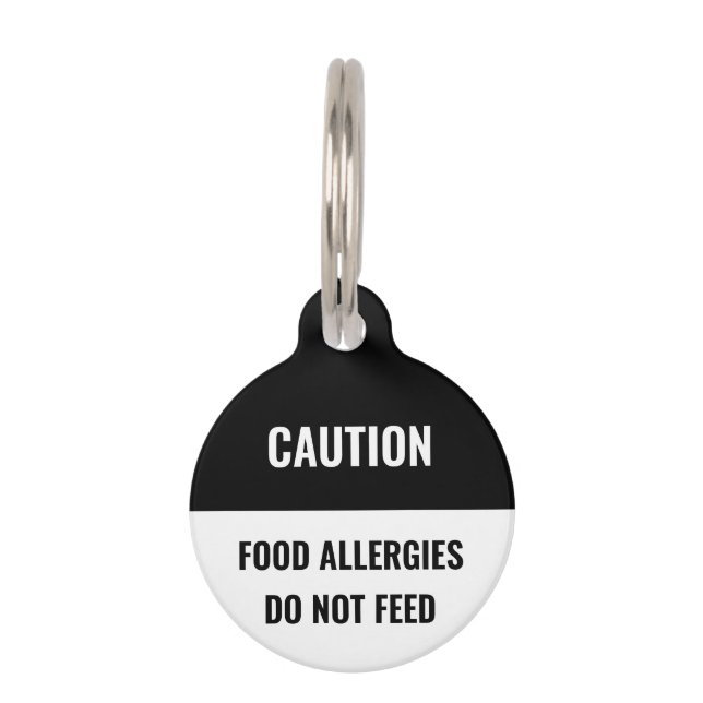 Vorsicht Schwarz-weiß Name Safety Info Zollhund Haustiermarke (Vorderseite)