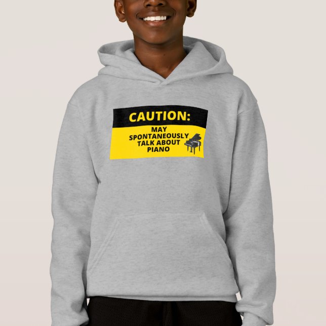 Vorsicht Sign Funny Grand Piano Pianist Spaß Hoodie (Vorderseite)