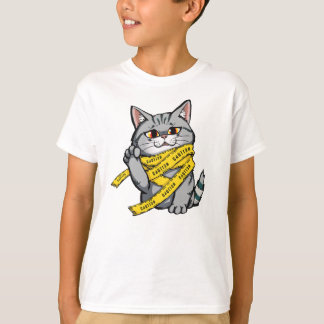 Vorsicht Tape Cat - Funny Grey Tabby mit erhöhtem T-Shirt