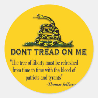 VORSICHT "Tread on me" FLAG Runder Aufkleber