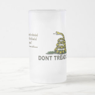 VORSICHT "treten nicht auf mir" FLAGGE Mattglas Bierglas