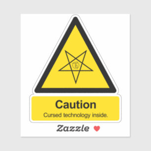 Vorsicht verflucht Technologie in Zeichen Aufkleber