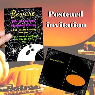 Vorsicht vor dem Black Spider Weds Ghost-Halloween Feiertagspostkarte