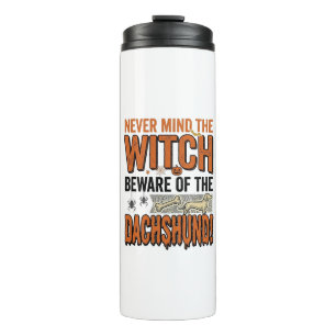 Vorsicht vor dem Dackel Halloween Hexe Shirt_1 Thermosbecher