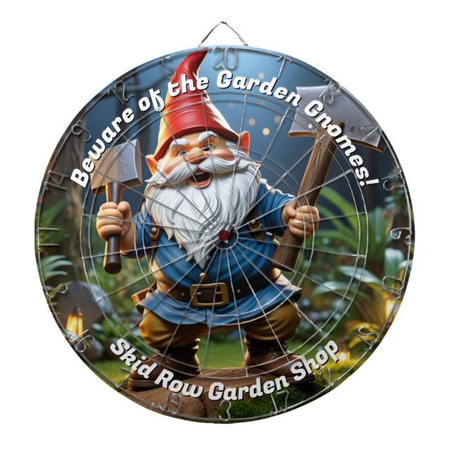 Vorsicht vor dem Garden Gnomes Funny Dartscheibe (vorne)