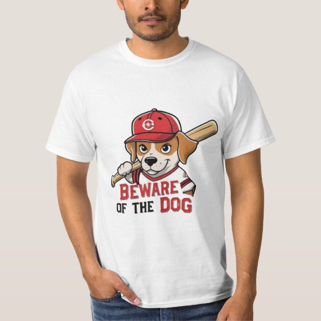 Vorsicht vor dem Hund - Spielerisches Baseball Dog T-Shirt (Vorderseite)