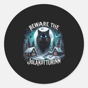 Vorsicht vor dem Jolakotturin Weihnachten Katze Is Runder Aufkleber