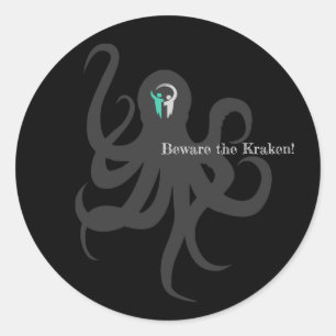 Vorsicht vor dem Kraken-Sticker Runder Aufkleber