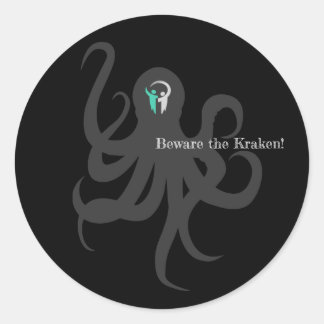 Vorsicht vor dem Kraken-Sticker Runder Aufkleber