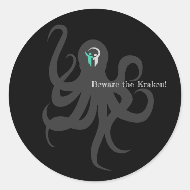 Vorsicht vor dem Kraken-Sticker Runder Aufkleber (Vorderseite)