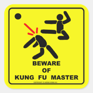 Vorsicht vor dem Kung-Fu-Meister Quadratischer Aufkleber