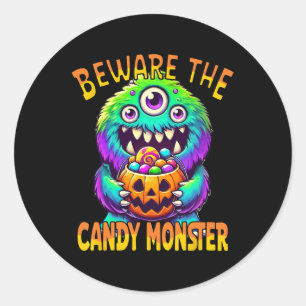 Vorsicht vor dem Niedlichen Halloween-Monster des Runder Aufkleber
