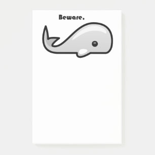 Vorsicht vor dem Weißwal-Cartoon Post-it Klebezettel