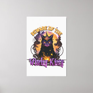 Vorsicht vor dem Witchy Kitty Item für Halloween T Leinwanddruck