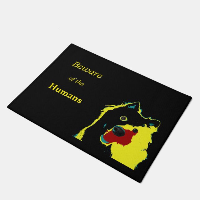 Vorsicht vor den Menschen Funny Dog Door Mat Doorm Fußmatte (Schrägansicht)