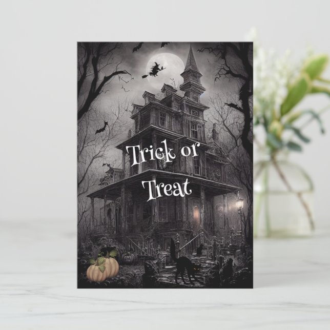 Vorsicht vor der Einladung von Hexen-Halloween-Par (Stehend Vorderseite)