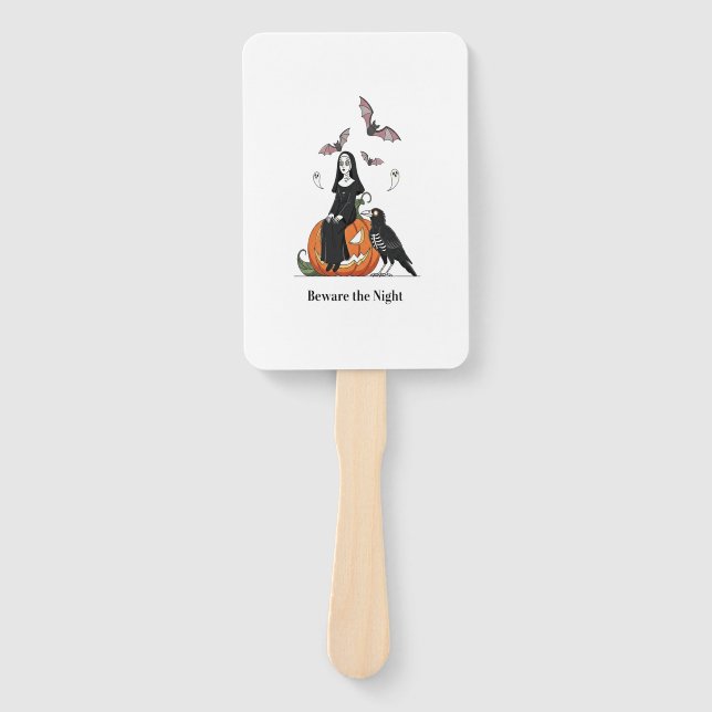 Vorsicht vor der nächtlichen Spooky Nun Fächer (Vorderseite)