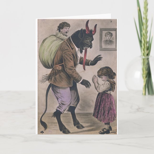 Vorsicht vor der traditionellen Krampus-Urlaubskar Karte (Vorderseite)