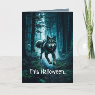 Vorsicht vor der vollen Halloween-Mondkarte Feiertagskarte