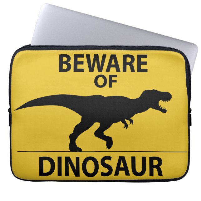 Vorsicht vor Dinosaurier Laptopschutzhülle (Vorderseite)