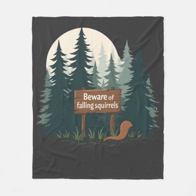 Vorsicht vor herabfallenden Eichhörnchen-T - Shirt Fleecedecke (Vorderseite)