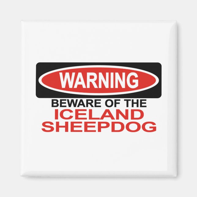 Vorsicht vor Island Sheepdog Magnet (Vorne)