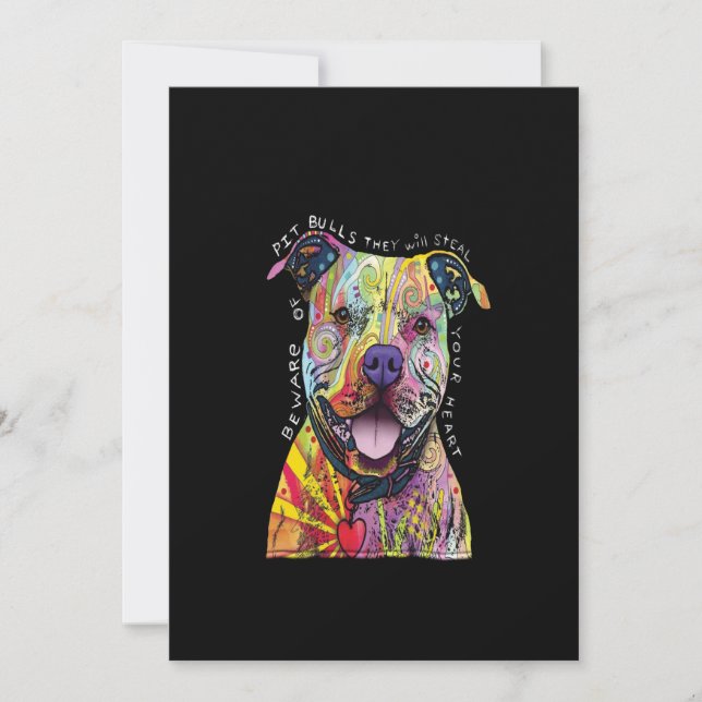 Vorsicht vor Pitbull-Hunden, sie werden Ihr Herz s Dankeskarte (Vorderseite)