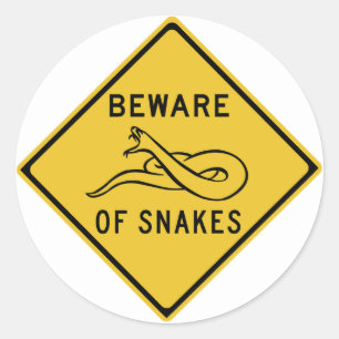 Vorsicht vor Schlangen, Verkehrswarnung, Australie Runder Aufkleber