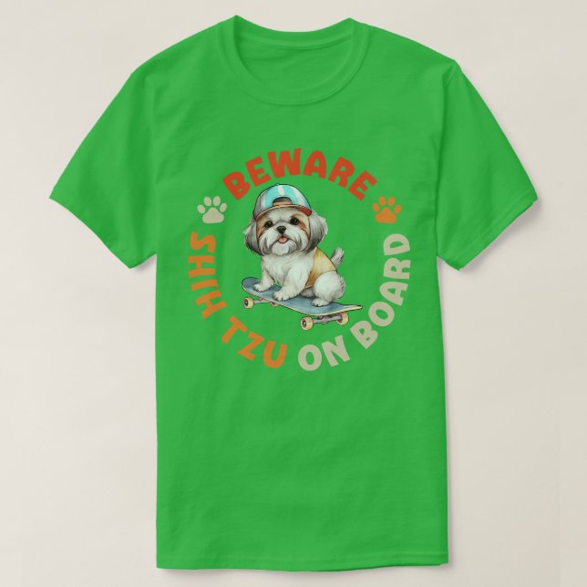 Vorsicht vor Shih Tzu an Bord T-Shirt (Design vorne)