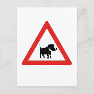 Vorsicht vor Warthogs, Verkehrszeichen, Südafrika Postkarte