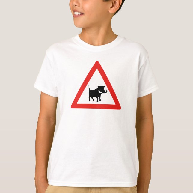 Vorsicht vor Warthogs, Verkehrszeichen, Südafrika T-Shirt (Vorderseite)