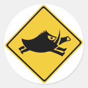 Vorsicht vor Wildschweinen, Verkehrszeichen, Japan Runder Aufkleber