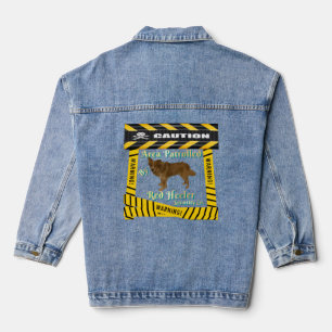 Vorsicht-Warnbereich, der von Red-Heeler patrouill Jeansjacke
