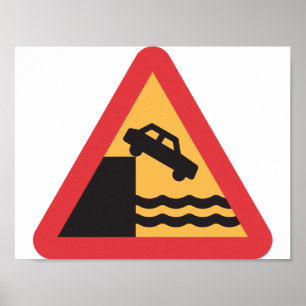 Vorsicht Wasser an der Straße Schildkröte Poster