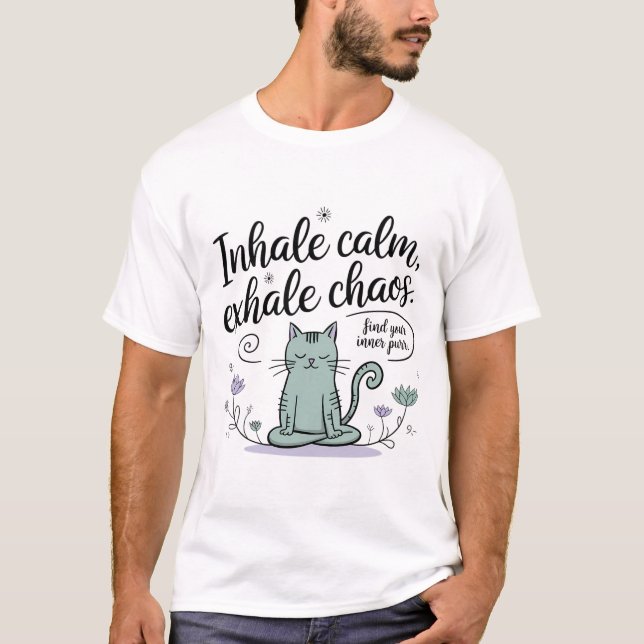 Vorsichtige Meditation Cat Sketchbook Design T-Shirt (Vorderseite)
