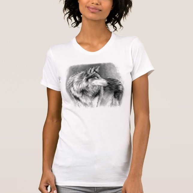 Vorsichtiger Augenwolf-T - Shirt (Vorderseite)