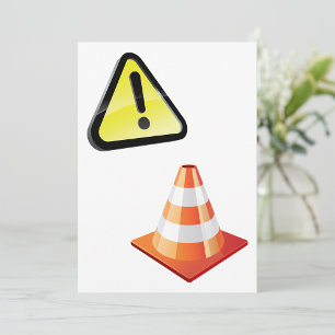 Vorsichtswarnschild mit Verkehrsleitkegel Einladung